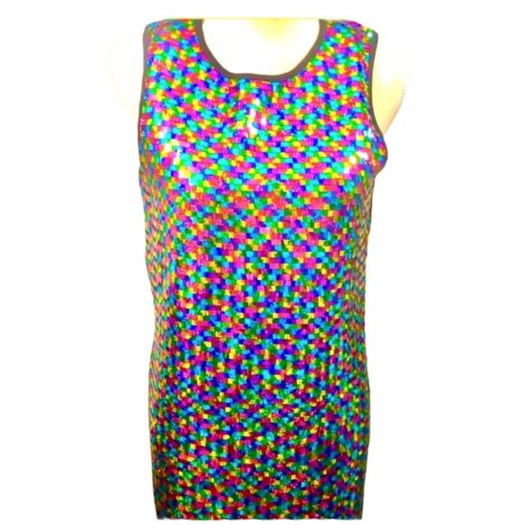 ASOS Rainbow Sequin Sleeveless Party Dress Size 8 NWT - Picture 8 of 12